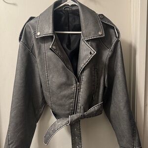 Women's Gray Biker Jacket